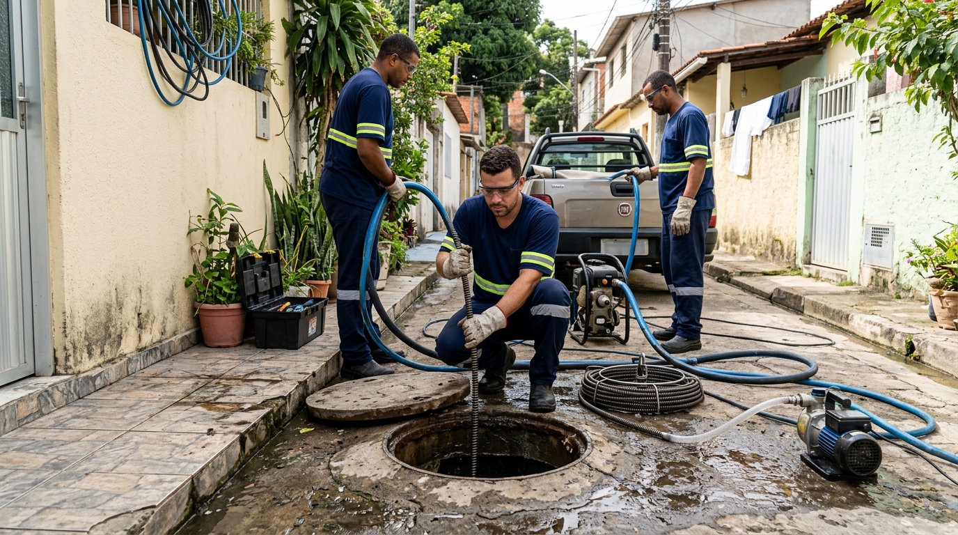 Desentupimento de esgoto com hidrojateamento em Contagem-MG